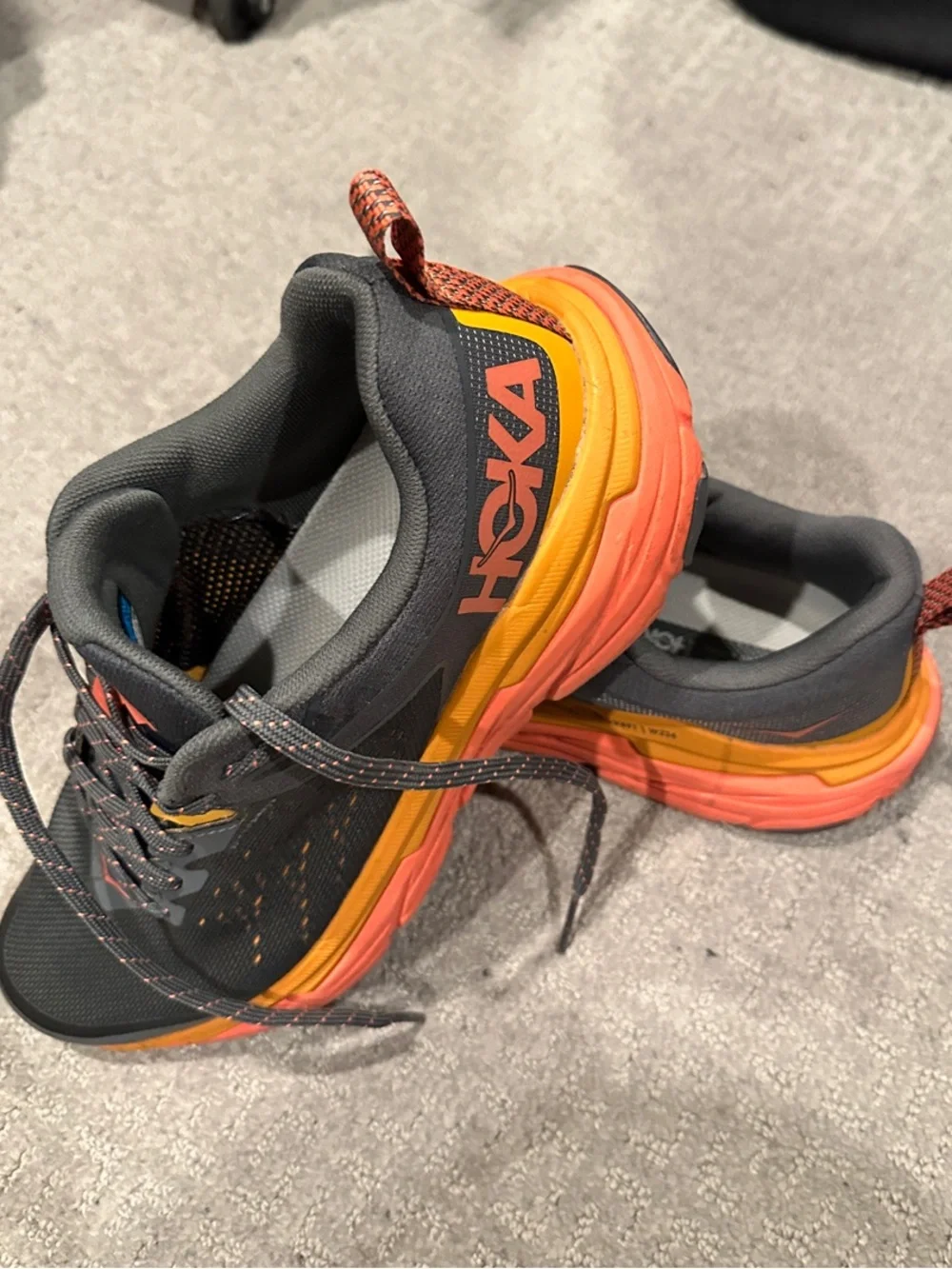 Hoka Challenger ATR 6 Grey with Orange and Yellow Accents